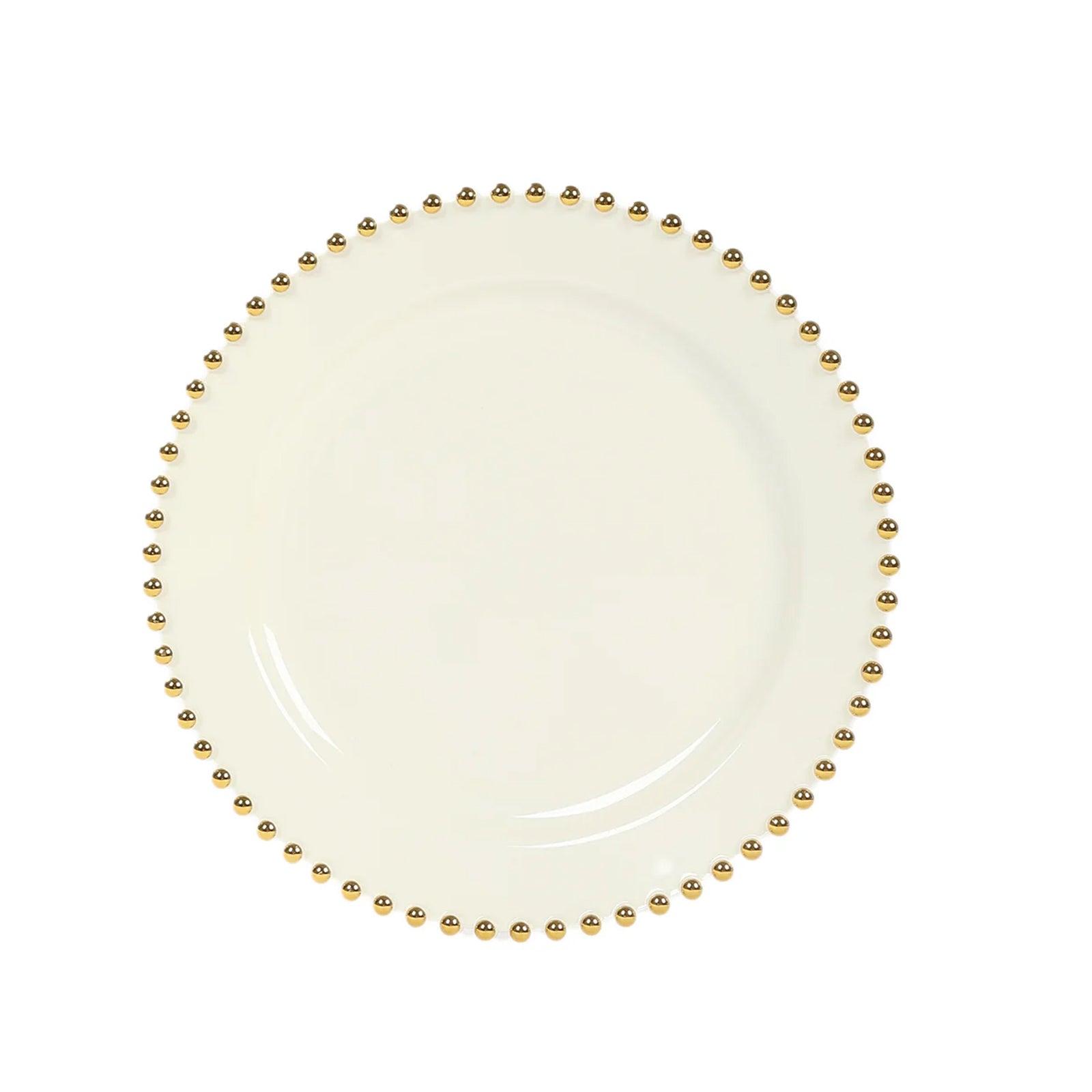10 - Pack Ivory Plastic Dessert Plates â€“ 8" Round with Gold Beaded Rim, Disposable for Parties & Events - Bell Racket Store