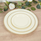 10 - Pack Ivory Plastic Dessert Plates â€“ 8" Round with Gold Beaded Rim, Disposable for Parties & Events - Bell Racket Store