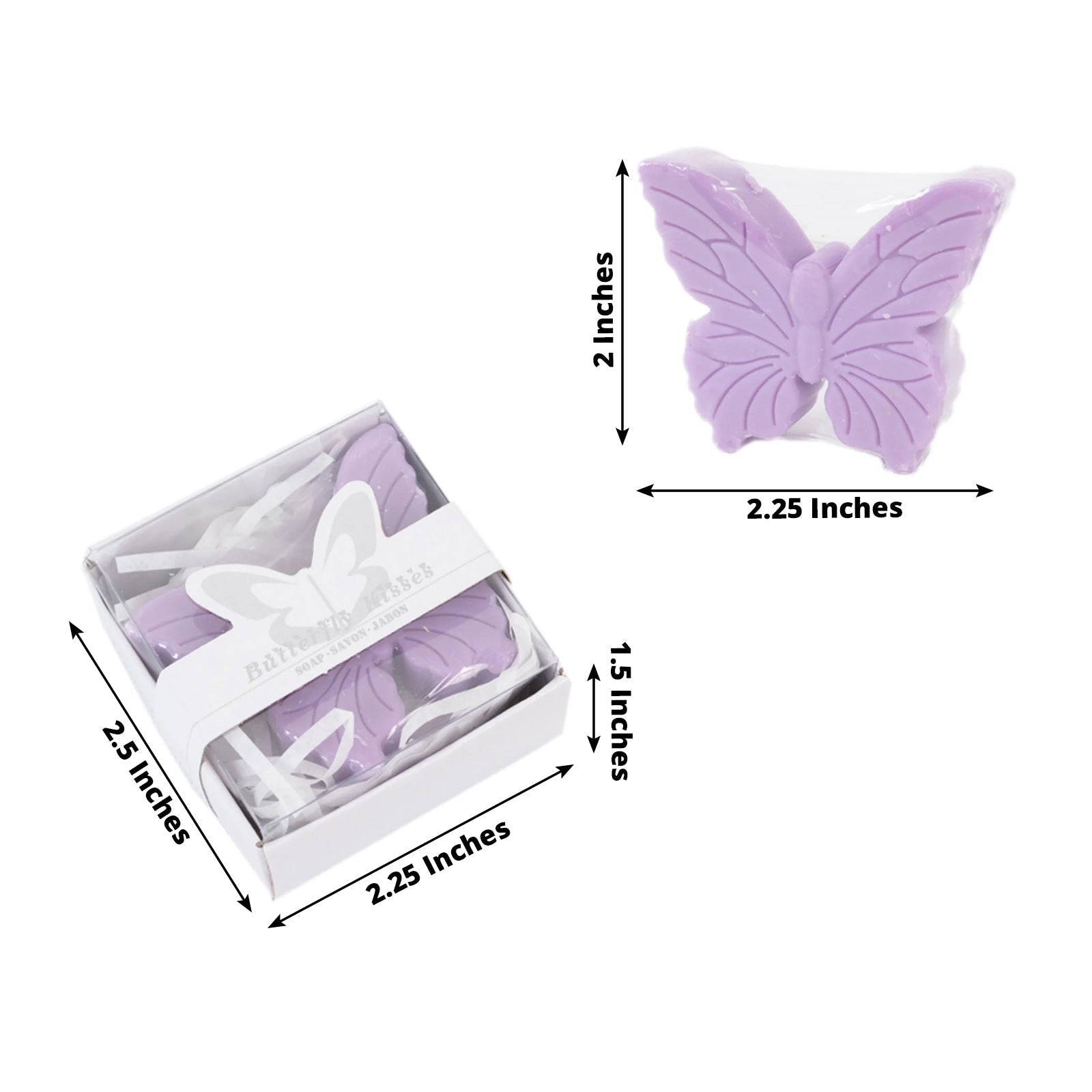 10 Pack Lavender Butterfly Unscented Soap Baby Shower Favors with Gift Boxes, Pre - Packed Bridal Shower Wedding Souvenirs - 2" - Bell Racket Store