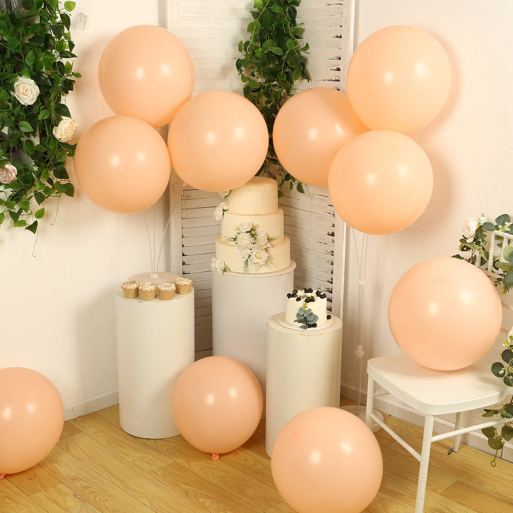 10 Pack Matte Pastel Blush Biodegradable Balloons 18", Round Eco - friendly Thick Latex Party Balloons - Bell Racket Store