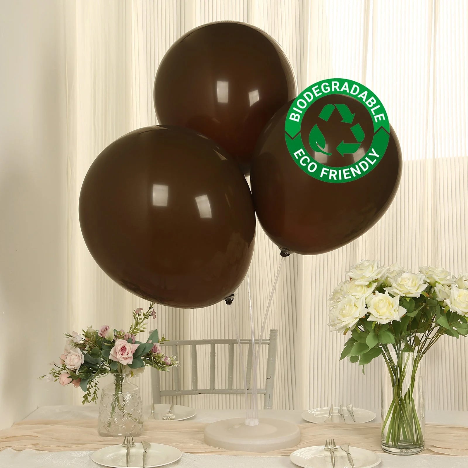 10 Pack Matte Pastel Cinnamon Brown Biodegradable Balloons 18", Round Eco - friendly Thick Latex Party Balloons - Bell Racket Store