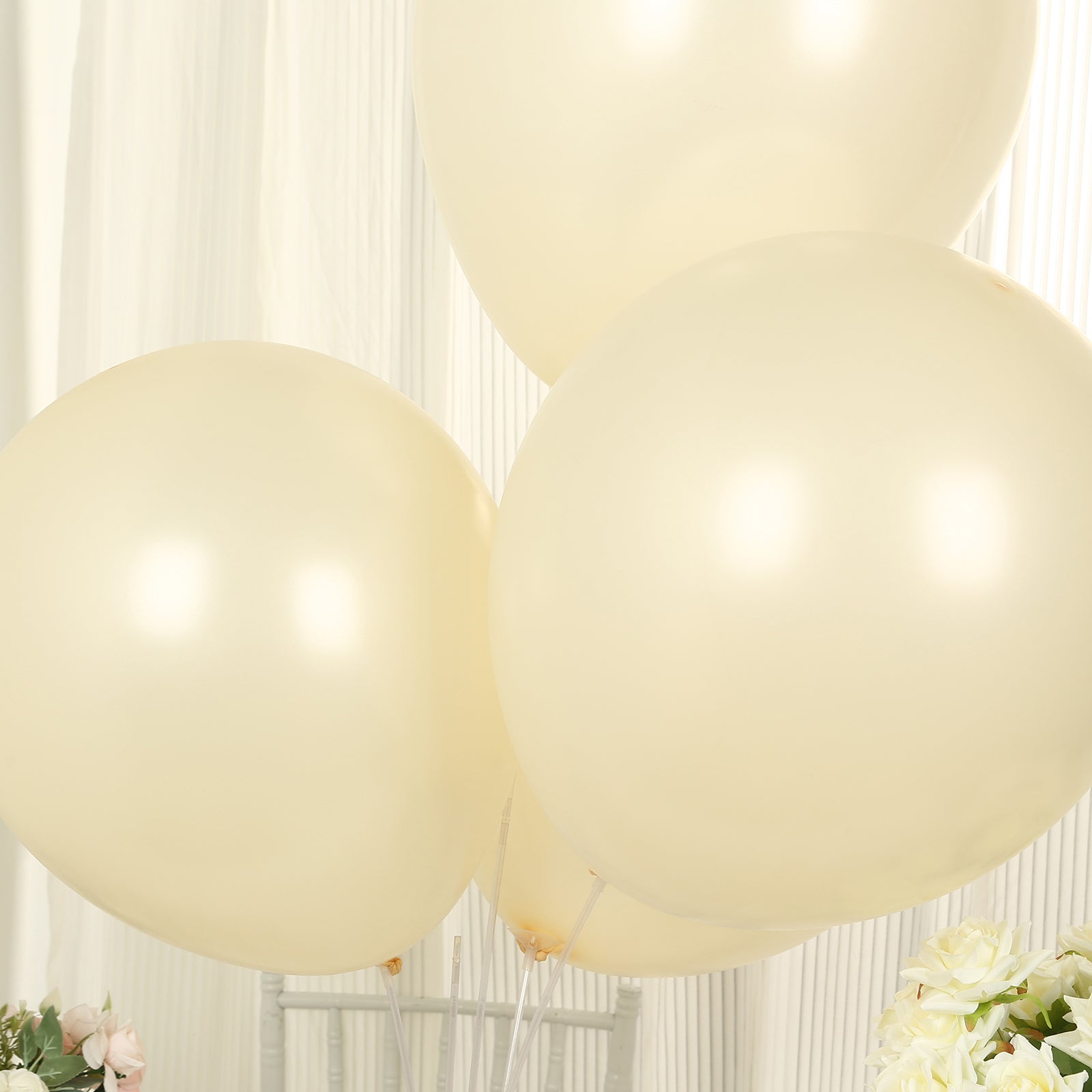 10 Pack Matte Pastel Cream Biodegradable Balloons 18", Round Eco - friendly Thick Latex Party Balloons - Bell Racket Store
