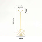 10 - Pack Metal Card Holder Stands Heart Design Gold - Table Number Stands and Wedding Place Card Menu Clips 8" - Bell Racket Store