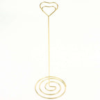 10 - Pack Metal Card Holder Stands Heart Design Gold - Table Number Stands and Wedding Place Card Menu Clips 8" - Bell Racket Store