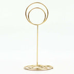 10 - Pack Metal Card Holder Stands Mini Circle Hoop Design Gold - Table Number Stands and Wedding Place Card Menu Clips 3.5" - Bell Racket Store