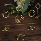 10 - Pack Metal Card Holder Stands Mini Circle Hoop Design Gold - Table Number Stands and Wedding Place Card Menu Clips 3.5" - Bell Racket Store
