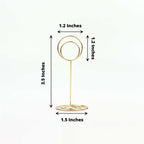 10 - Pack Metal Card Holder Stands Mini Circle Hoop Design Gold - Table Number Stands and Wedding Place Card Menu Clips 3.5" - Bell Racket Store