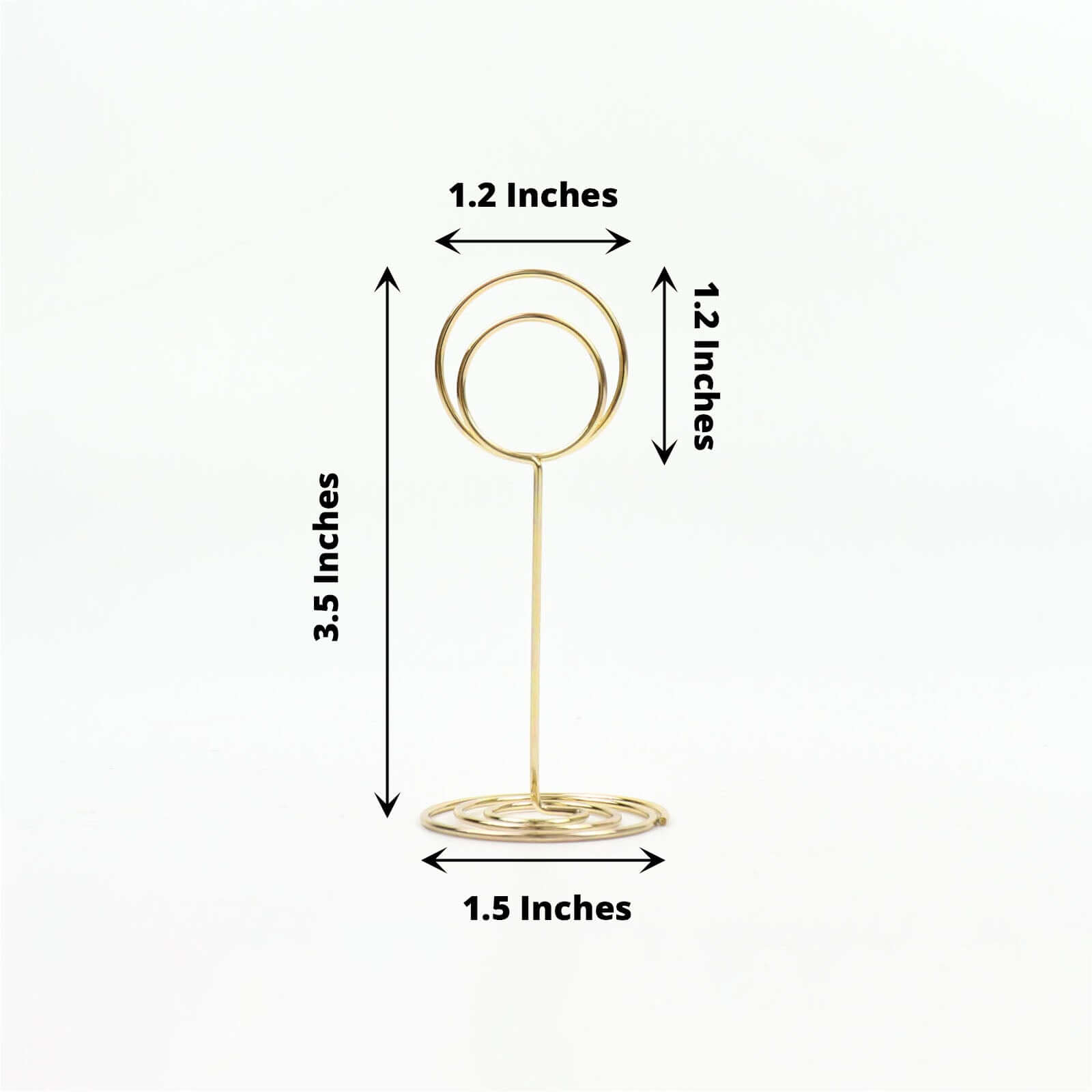 10 - Pack Metal Card Holder Stands Mini Circle Hoop Design Gold - Table Number Stands and Wedding Place Card Menu Clips 3.5" - Bell Racket Store