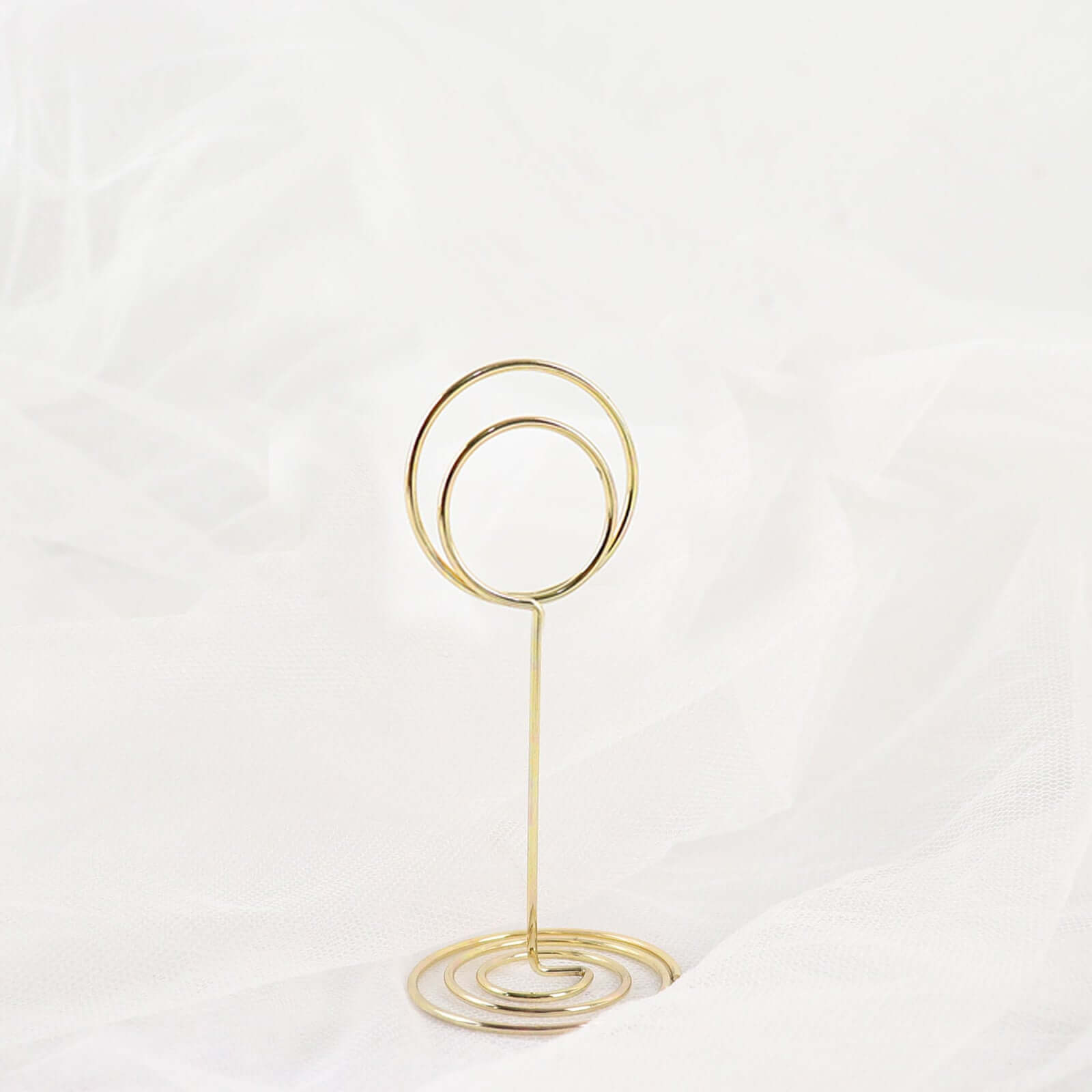 10 - Pack Metal Card Holder Stands Mini Circle Hoop Design Gold - Table Number Stands and Wedding Place Card Menu Clips 3.5" - Bell Racket Store