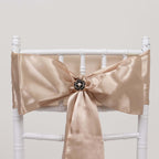 10 Pack Metal Chair Sash Pin Buckles Black 3D Rose Shaped - Stylish Pearl Floral Napkin Rings with Gold Rim - Bell Racket Store