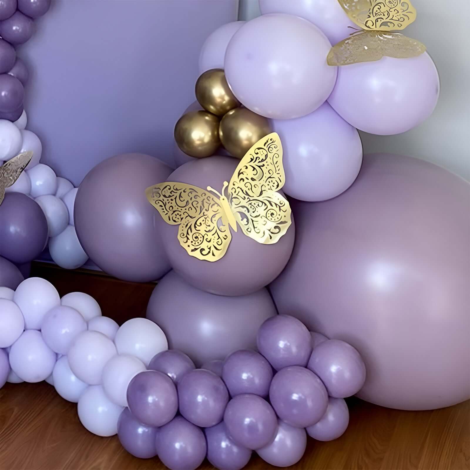 10 Pack Metallic Gold Foil Jumbo 3D Butterfly Wall Stickers, 14"x20" Disposable Paper Charger Placemats - Bell Racket Store