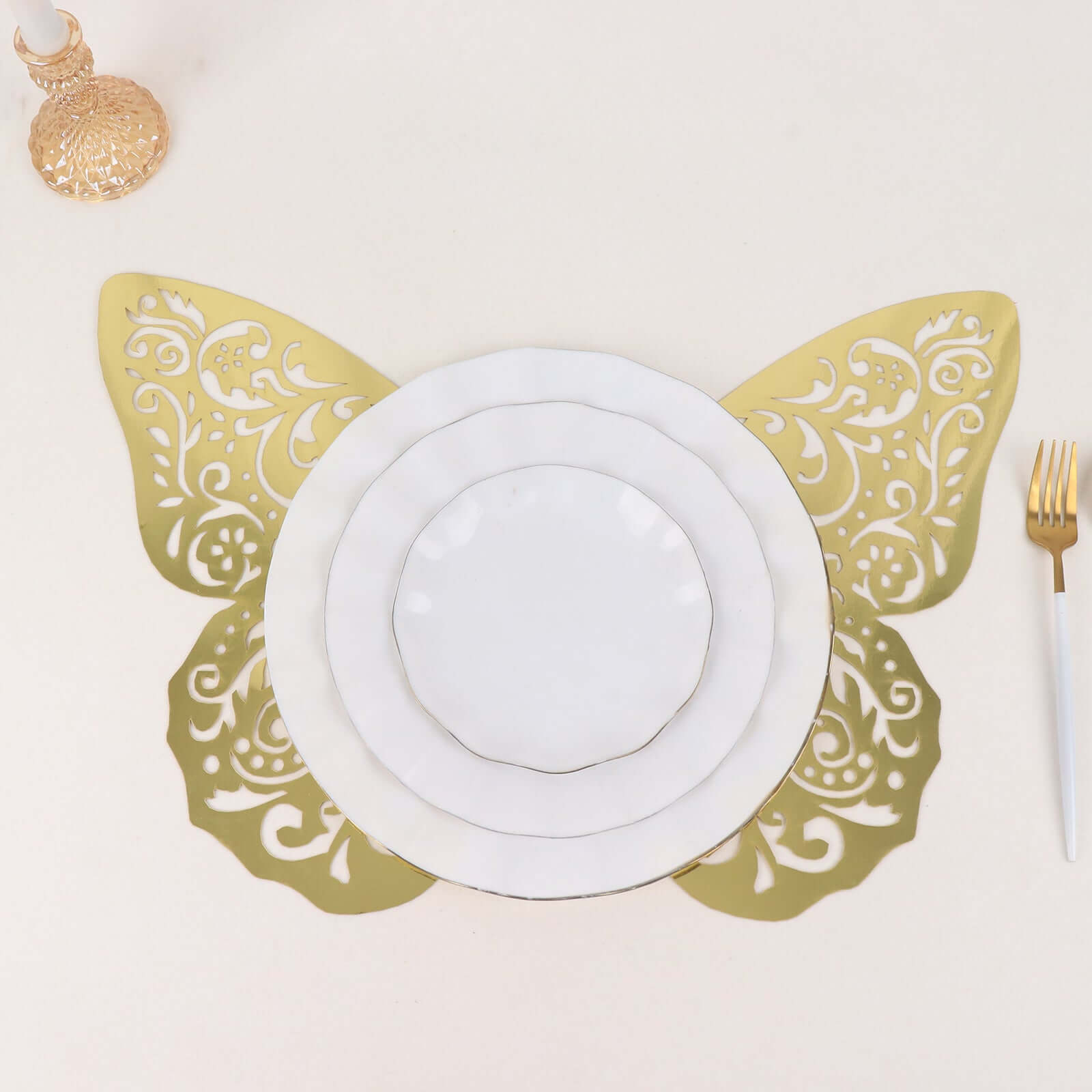10 Pack Metallic Gold Foil Jumbo 3D Butterfly Wall Stickers, 14"x20" Disposable Paper Charger Placemats - Bell Racket Store