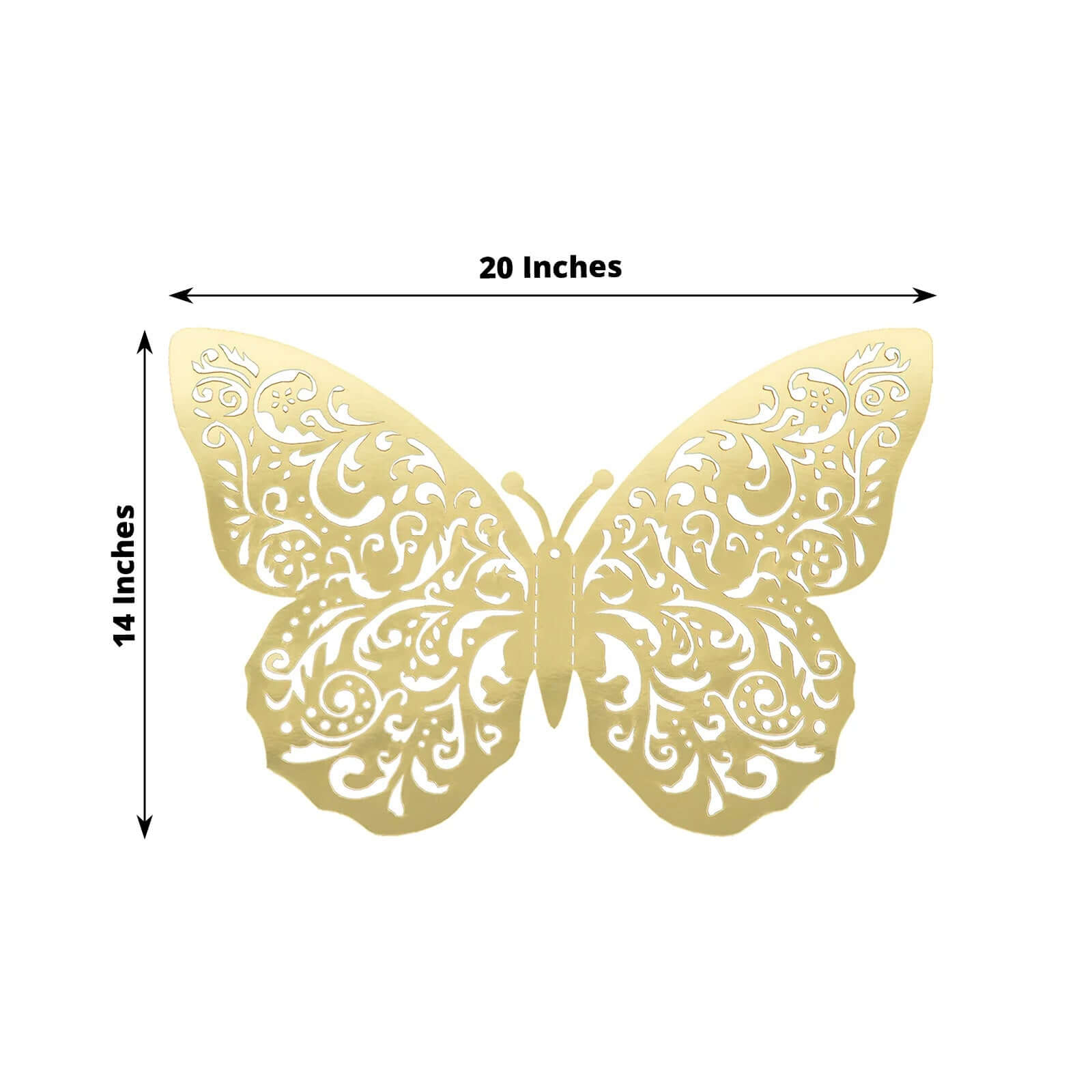 10 Pack Metallic Gold Foil Jumbo 3D Butterfly Wall Stickers, 14"x20" Disposable Paper Charger Placemats - Bell Racket Store
