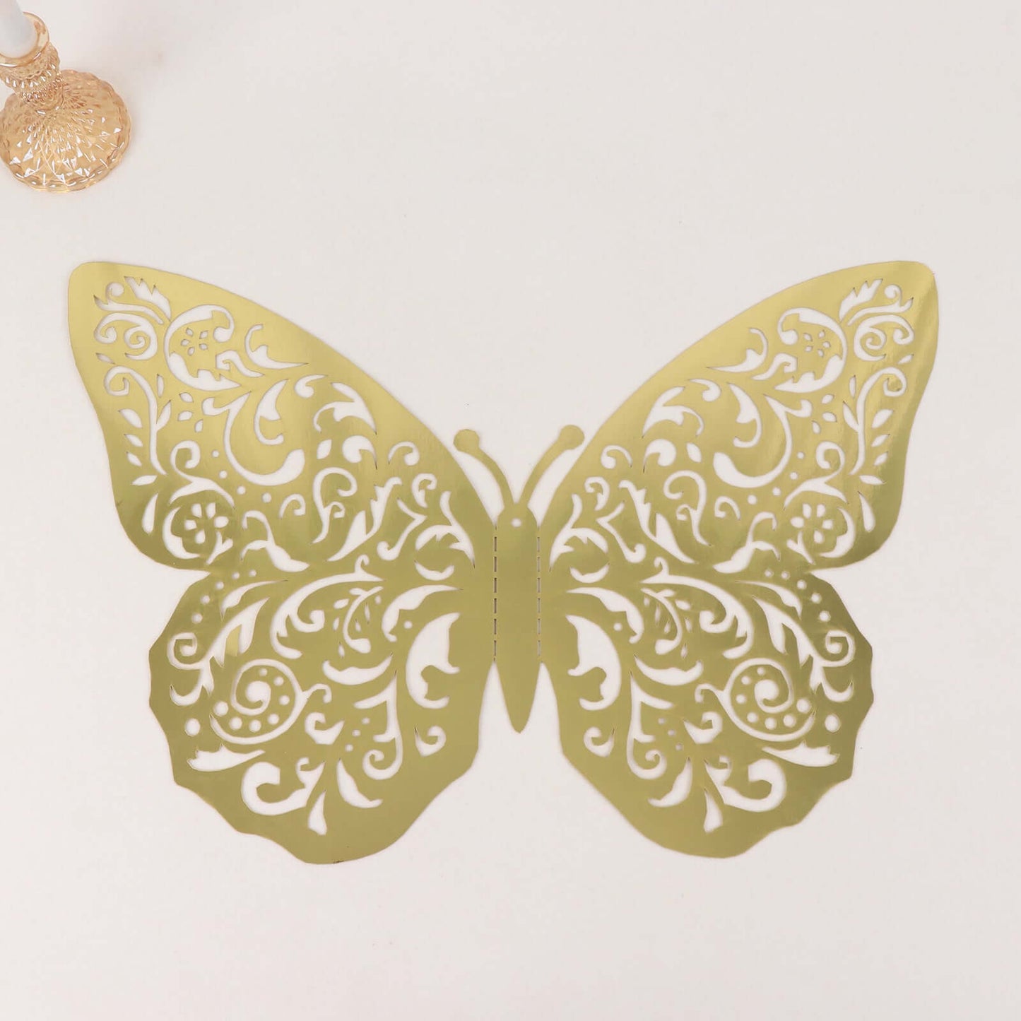 10 Pack Metallic Gold Foil Jumbo 3D Butterfly Wall Stickers, 14"x20" Disposable Paper Charger Placemats - Bell Racket Store