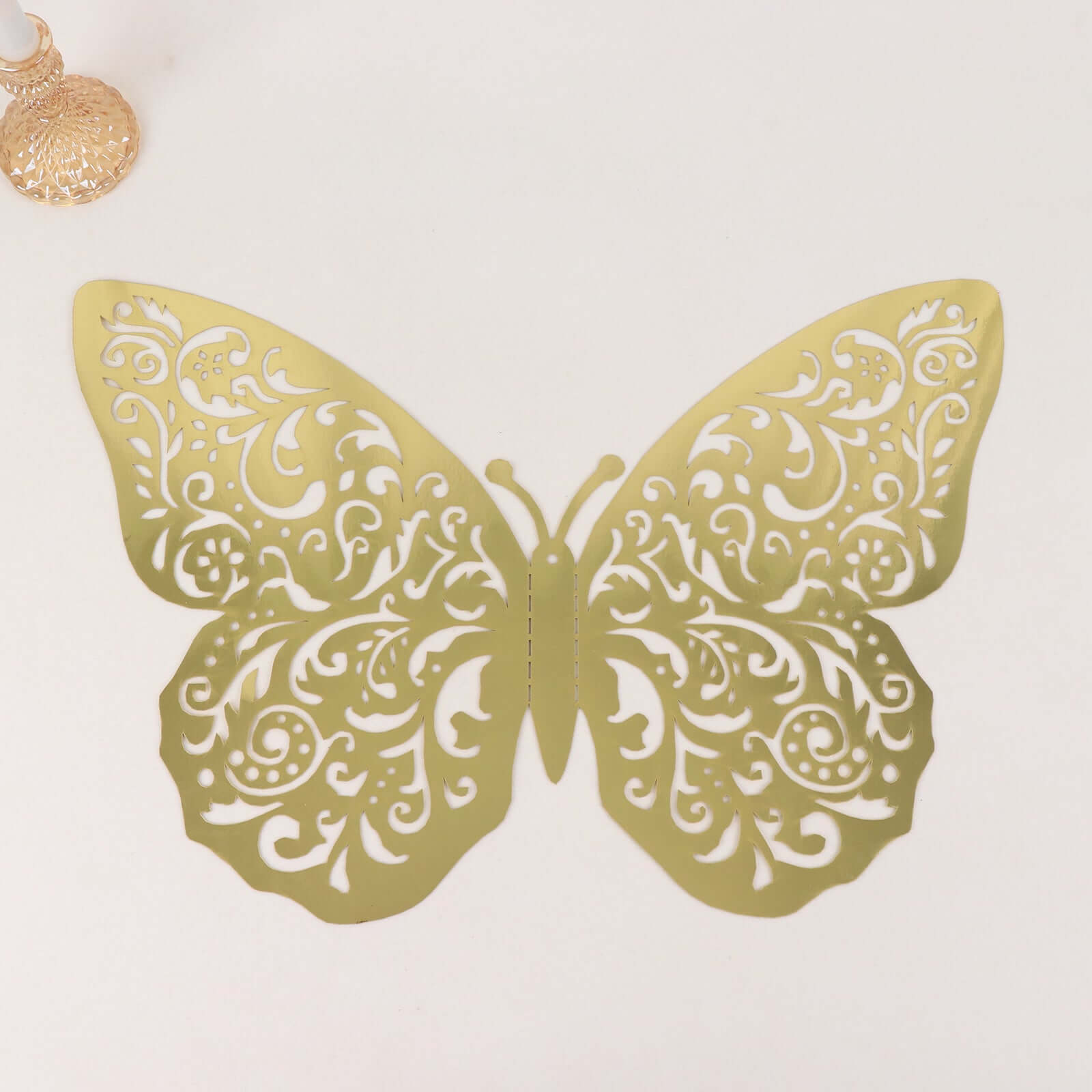 10 Pack Metallic Gold Foil Jumbo 3D Butterfly Wall Stickers, 14"x20" Disposable Paper Charger Placemats - Bell Racket Store
