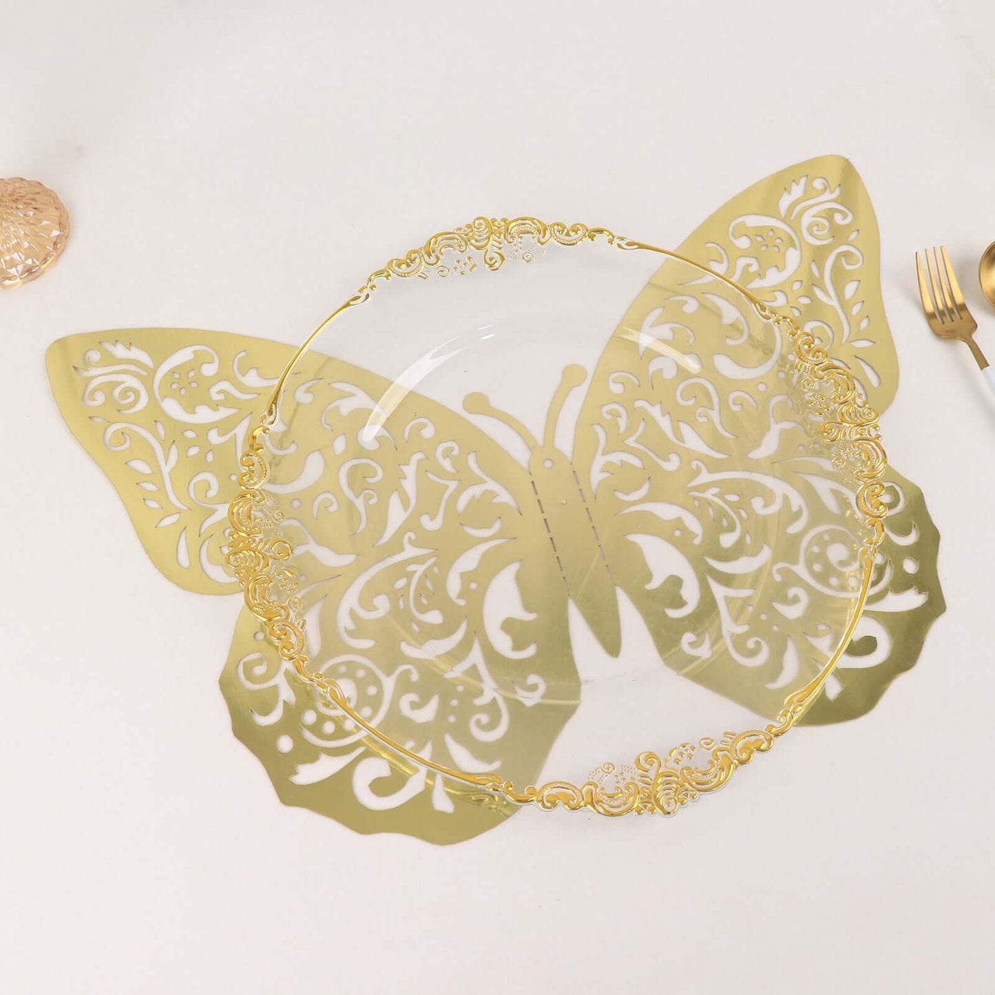 10 Pack Metallic Gold Foil Jumbo 3D Butterfly Wall Stickers, 14"x20" Disposable Paper Charger Placemats - Bell Racket Store