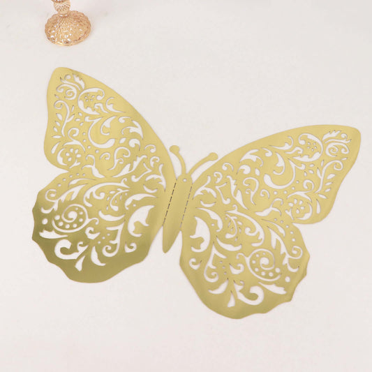 10 Pack Metallic Gold Foil Jumbo 3D Butterfly Wall Stickers, 14"x20" Disposable Paper Charger Placemats - Bell Racket Store