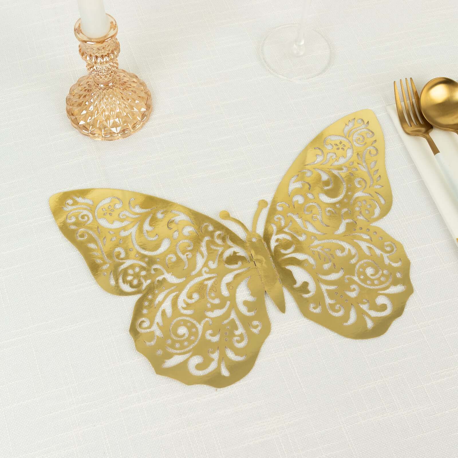 10 Pack Metallic Gold Foil Large 3D Butterfly Wall Stickers, 8"x12" Butterfly Paper Charger Placemat - Bell Racket Store