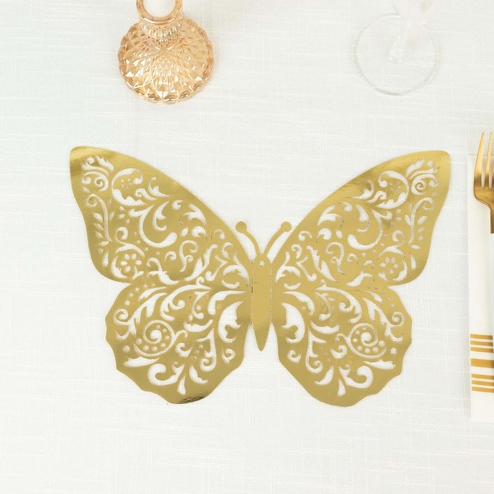 10 Pack Metallic Gold Foil Large 3D Butterfly Wall Stickers, 8"x12" Butterfly Paper Charger Placemat - Bell Racket Store