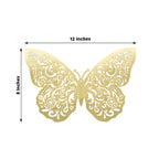 10 Pack Metallic Gold Foil Large 3D Butterfly Wall Stickers, 8"x12" Butterfly Paper Charger Placemat - Bell Racket Store
