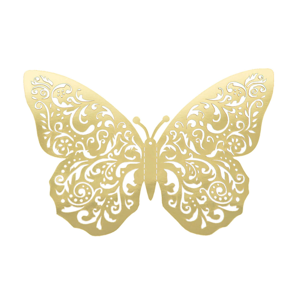 10 Pack Metallic Gold Foil Large 3D Butterfly Wall Stickers, 8"x12" Butterfly Paper Charger Placemat - Bell Racket Store