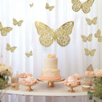 10 Pack Metallic Gold Foil Large 3D Butterfly Wall Stickers, 9"x14" Butterfly Paper Charger Placemat - Bell Racket Store