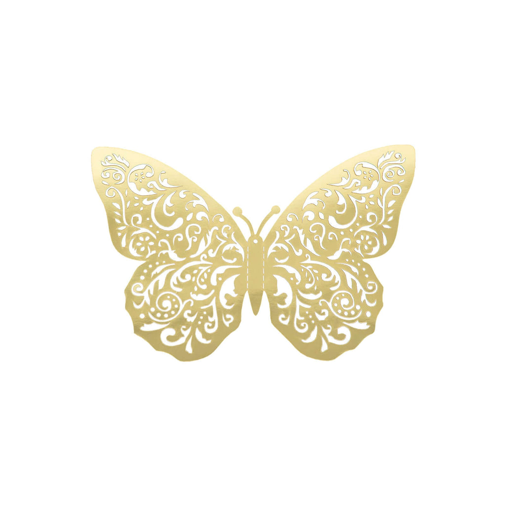 10 Pack Metallic Gold Foil Large 3D Butterfly Wall Stickers, 9"x14" Butterfly Paper Charger Placemat - Bell Racket Store
