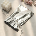 10 Pack Metallic Silver Lame Polyester 5"x7" Party Favor Gift Bags, Shiny Fabric Drawstring Candy Pouch - Bell Racket Store
