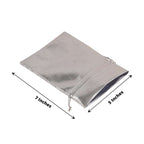 10 Pack Metallic Silver Lame Polyester 5"x7" Party Favor Gift Bags, Shiny Fabric Drawstring Candy Pouch - Bell Racket Store
