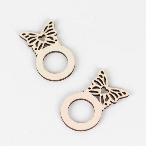 10 Pack Natural Wooden Butterfly Farmhouse Napkin Holders, 3" Boho Rustic Napkin Rings - Bell Racket Store