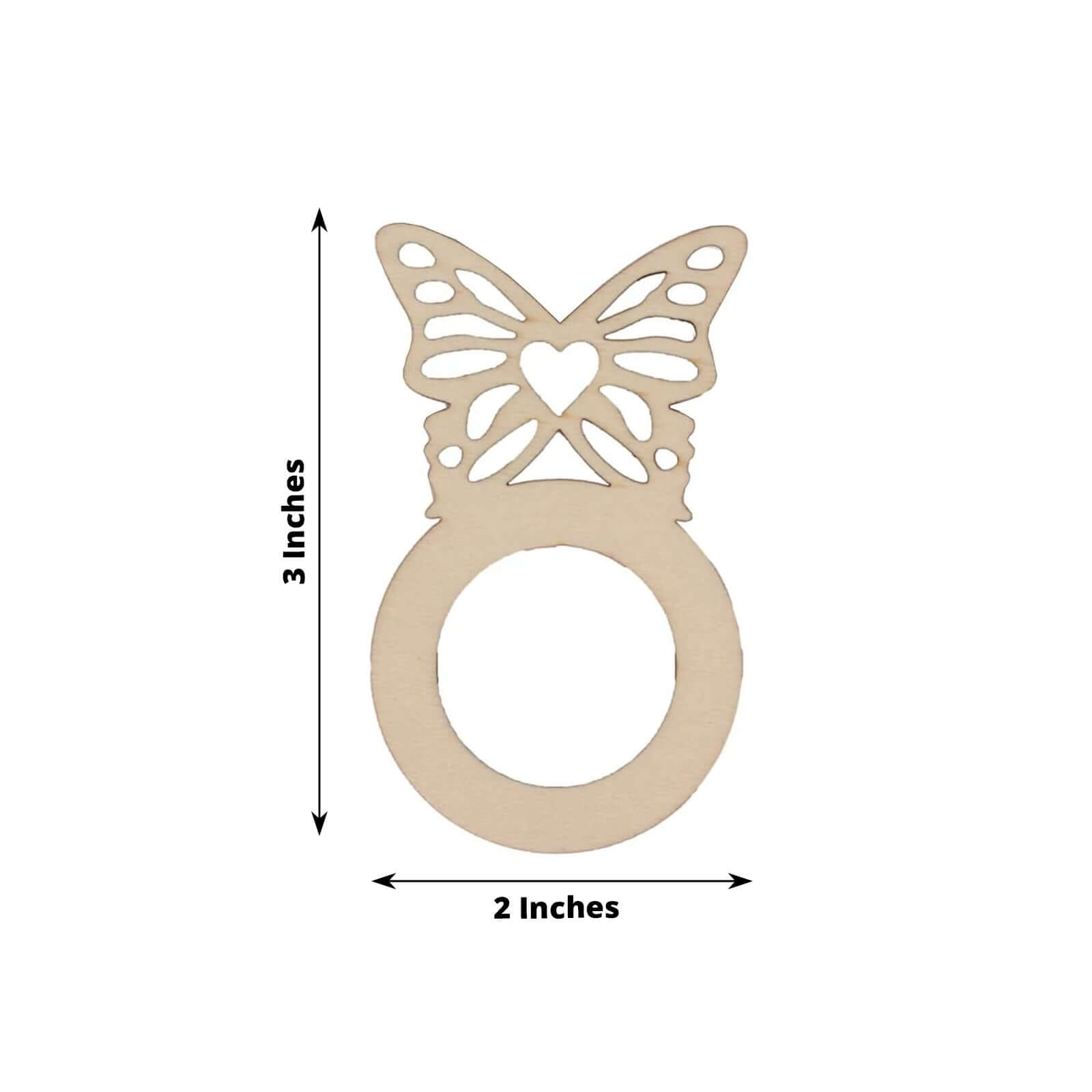10 Pack Natural Wooden Butterfly Farmhouse Napkin Holders, 3" Boho Rustic Napkin Rings - Bell Racket Store