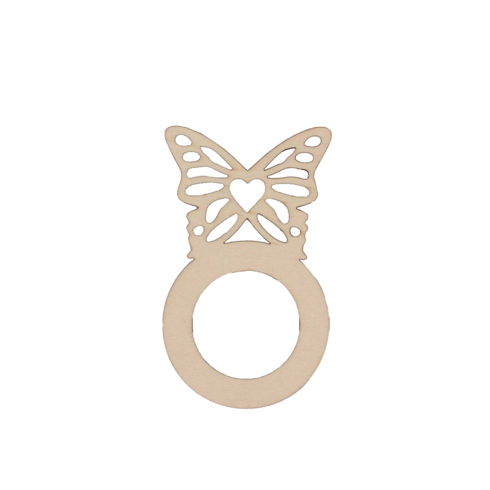 10 Pack Natural Wooden Butterfly Farmhouse Napkin Holders, 3" Boho Rustic Napkin Rings - Bell Racket Store