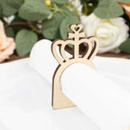 10 Pack Natural Wooden Princess Crown Farmhouse Napkin Holders, 3" Boho Rustic Napkin Rings - Bell Racket Store