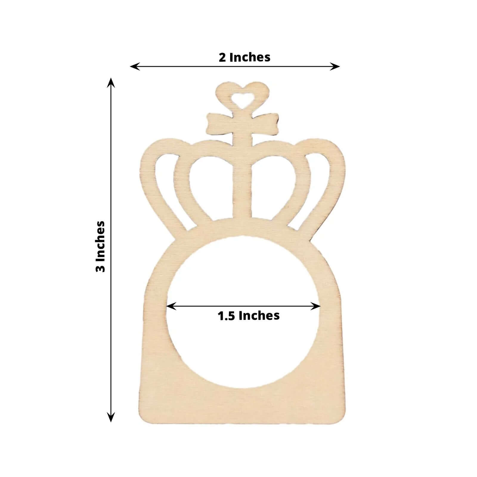 10 Pack Natural Wooden Princess Crown Farmhouse Napkin Holders, 3" Boho Rustic Napkin Rings - Bell Racket Store