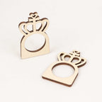 10 Pack Natural Wooden Princess Crown Farmhouse Napkin Holders, 3" Boho Rustic Napkin Rings - Bell Racket Store