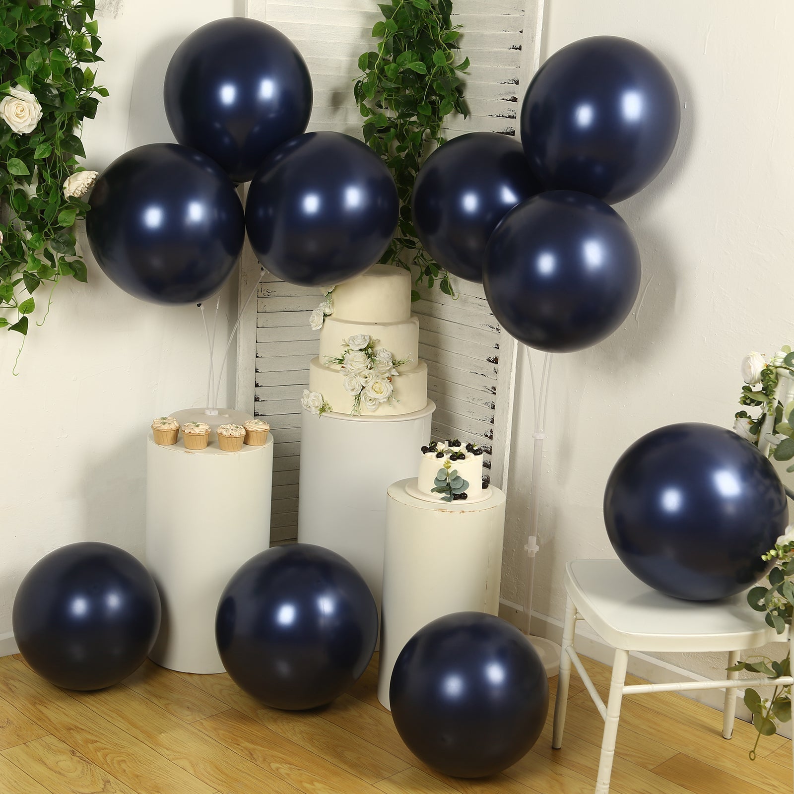 10 Pack Navy Blue Biodegradable Balloons, 18" Thickened Extra Strong Eco - friendly Latex Helium Party Balloons - Bell Racket Store