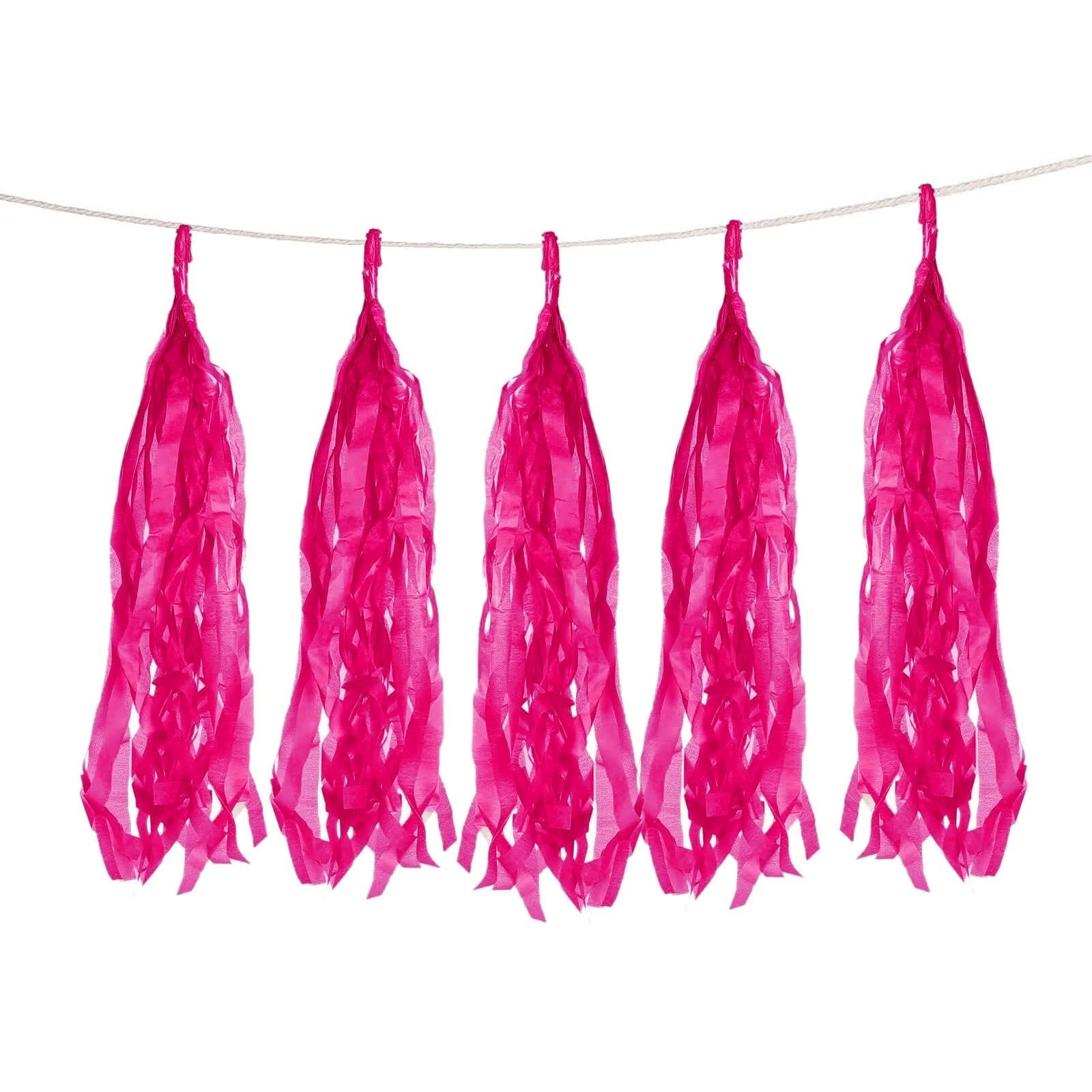10 Pack Pink Tissue Paper Tassel Garland â€“ Pre - Tied 12" Hanging Fringe Streamers with 10ft String for Party & Backdrop DÃ©cor - Bell Racket Store