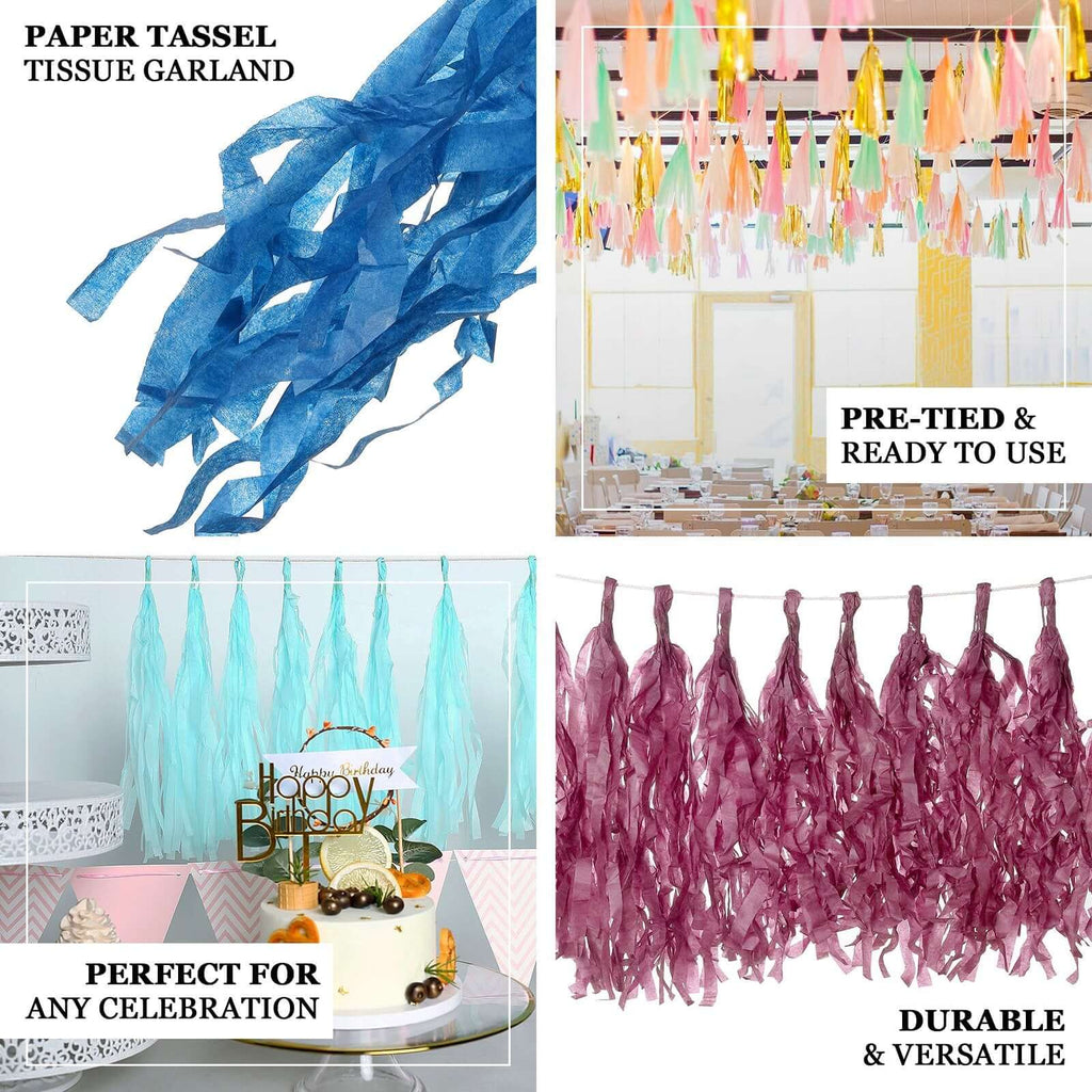 10 Pack Pink Tissue Paper Tassel Garland â€“ Pre - Tied 12" Hanging Fringe Streamers with 10ft String for Party & Backdrop DÃ©cor - Bell Racket Store