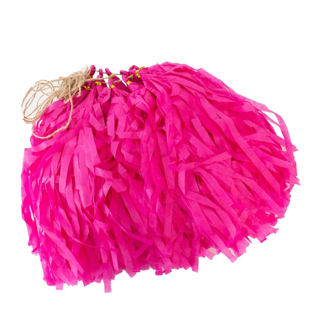 10 Pack Pink Tissue Paper Tassel Garland â€“ Pre - Tied 12" Hanging Fringe Streamers with 10ft String for Party & Backdrop DÃ©cor - Bell Racket Store