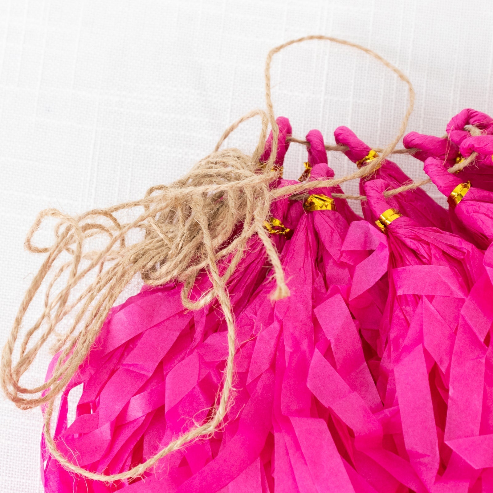 10 Pack Pink Tissue Paper Tassel Garland â€“ Pre - Tied 12" Hanging Fringe Streamers with 10ft String for Party & Backdrop DÃ©cor - Bell Racket Store