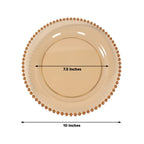 10 - Pack Plastic 10" Round Dinner Plates in Amber Gold with Beaded Rim - Disposable Party Plates for Banquets & Festive Occasions - Bell Racket Store