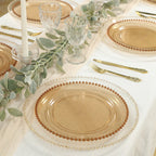 10 - Pack Plastic 10" Round Dinner Plates in Amber Gold with Beaded Rim - Disposable Party Plates for Banquets & Festive Occasions - Bell Racket Store