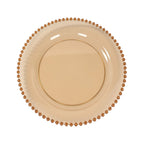 10 - Pack Plastic 10" Round Dinner Plates in Amber Gold with Beaded Rim - Disposable Party Plates for Banquets & Festive Occasions - Bell Racket Store