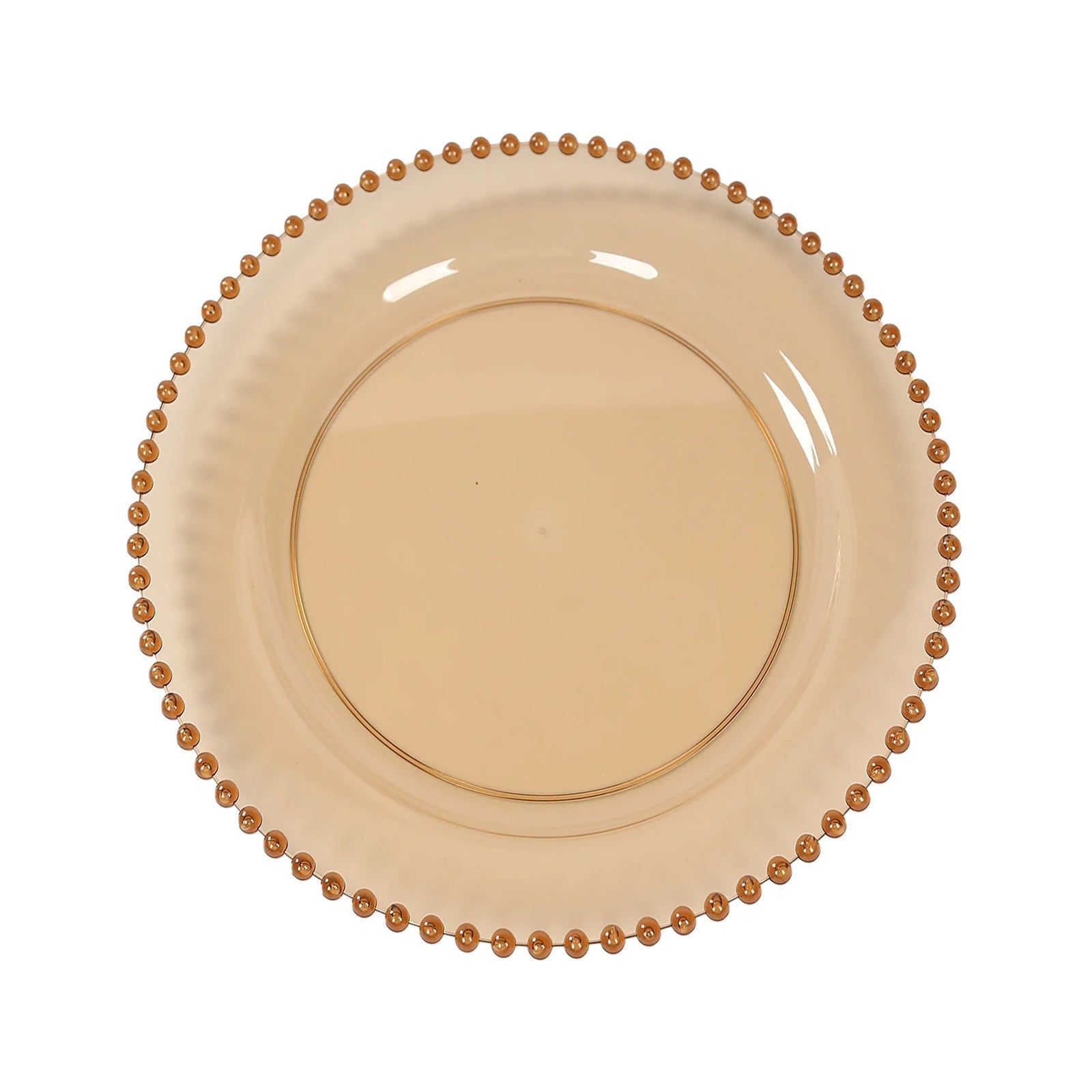10 - Pack Plastic 10" Round Dinner Plates in Amber Gold with Beaded Rim - Disposable Party Plates for Banquets & Festive Occasions - Bell Racket Store