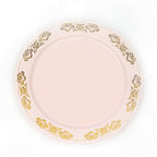 10 - Pack Plastic 10" Round Dinner Plates in Blush with Gold Embossed Scalloped Edge - Chic Disposable Party Plates for Special Occasions & Banquets - Bell Racket Store