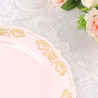 10 - Pack Plastic 10" Round Dinner Plates in Blush with Gold Embossed Scalloped Edge - Chic Disposable Party Plates for Special Occasions & Banquets - Bell Racket Store