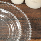 10 - Pack Plastic 10" Round Dinner Plates in Clear Silver Glittered with Beaded Rim - Disposable Party Plates for Banquets & Festive Occasions - Bell Racket Store