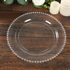 10 - Pack Plastic 10" Round Dinner Plates in Clear Silver Glittered with Beaded Rim - Disposable Party Plates for Banquets & Festive Occasions - Bell Racket Store