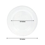 10 - Pack Plastic 10" Round Dinner Plates in Clear Silver Glittered with Beaded Rim - Disposable Party Plates for Banquets & Festive Occasions - Bell Racket Store
