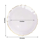 10 - Pack Plastic 10" Round Dinner Plates in Clear Sunflower with Gold Scalloped Rim - Disposable Party Plates for Classy Events & Banquets - Bell Racket Store